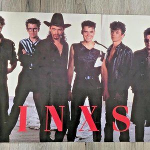 Vtg Original 1980s INXS Group Shot Poster Rock music FREE SHIPPING